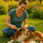 Fellpflege eine Hundes im Sommer Deckhaar Unterwolle
